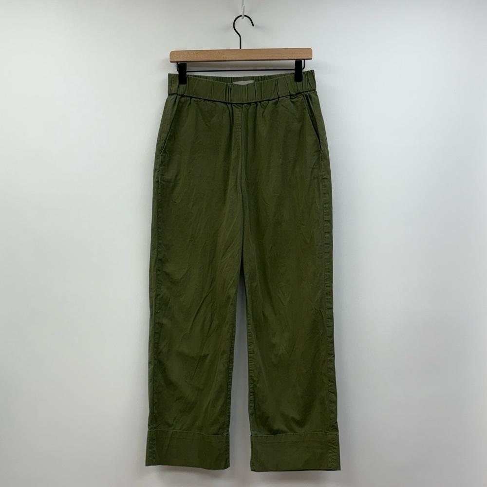 Everlane Olive Green High-Rise Wide-Leg Trousers - Picture 4 of 10